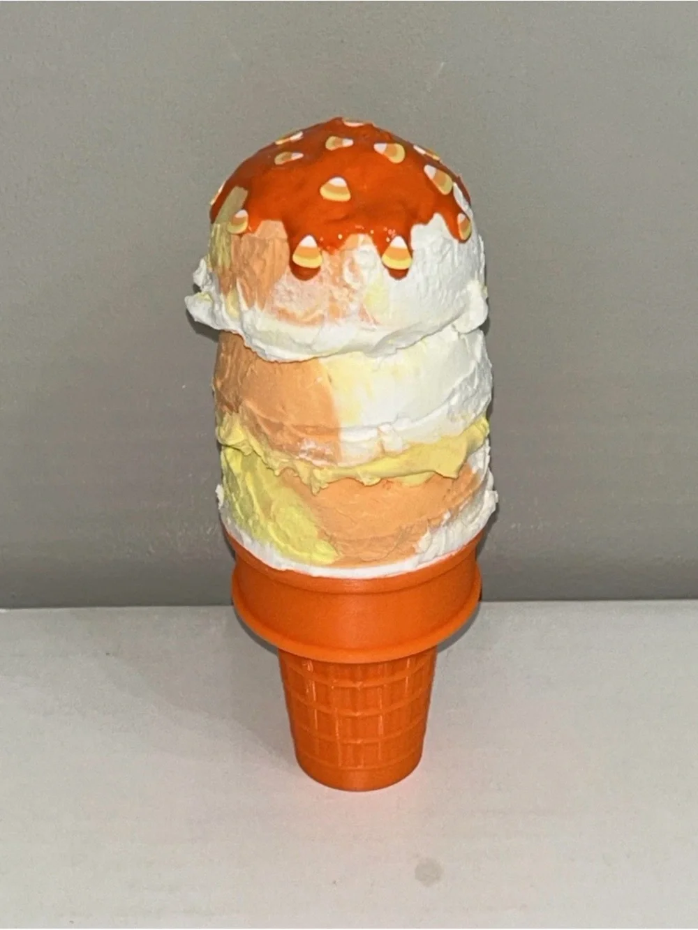 Decorative Orange Candy-Corn Fake Ice Cream Cone Handmade
